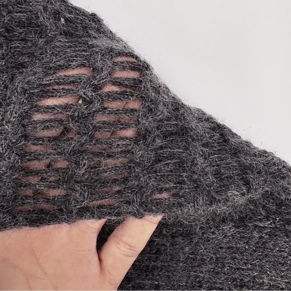 EILEEN FISHER | Wool-Mohair Blend Cowl Neck Sweater in Charcoal Grey | S - Picture 8 of 12